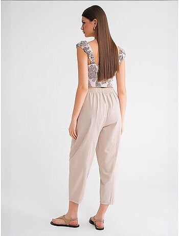 Pantalon de jogging en lin mélangé avec cordon de serrage à la taille mixray