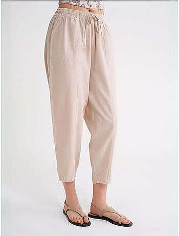 Pantalon de jogging en lin mélangé avec cordon de serrage à la taille mixray