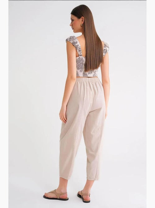 Pantalon de jogging en lin mélangé avec cordon de serrage à la taille mixray - Kiabi Pantalon de jogging en lin mélangé avec cordon de serrage à la taille mixray - Kiabi
