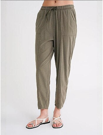 Pantalon de jogging en lin mélangé avec cordon de serrage à la taille mixray