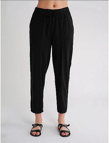 Pantalon de jogging en lin mélangé avec cordon de serrage à la taille mixray