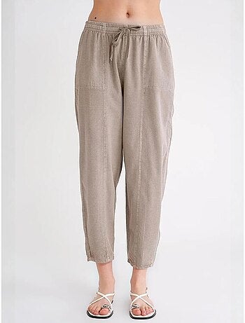 Pantalon de jogging en lin mélangé avec cordon de serrage à la taille mixray