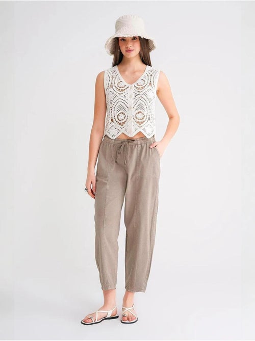 Pantalon de jogging en lin mélangé avec cordon de serrage à la taille mixray - Kiabi Pantalon de jogging en lin mélangé avec cordon de serrage à la taille mixray - Kiabi