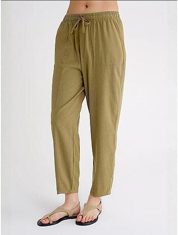 Pantalon de jogging en lin mélangé avec cordon de serrage à la taille mixray