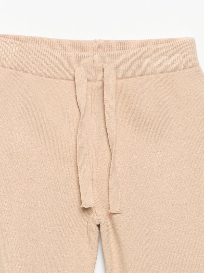 Pantalon de jogging en maille compacte Beige - Kiabi