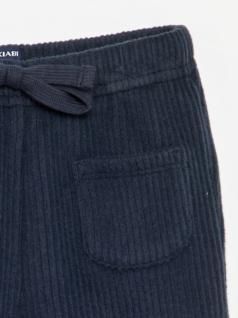 Pantalon de jogging en maille côtelée Bleu - Kiabi