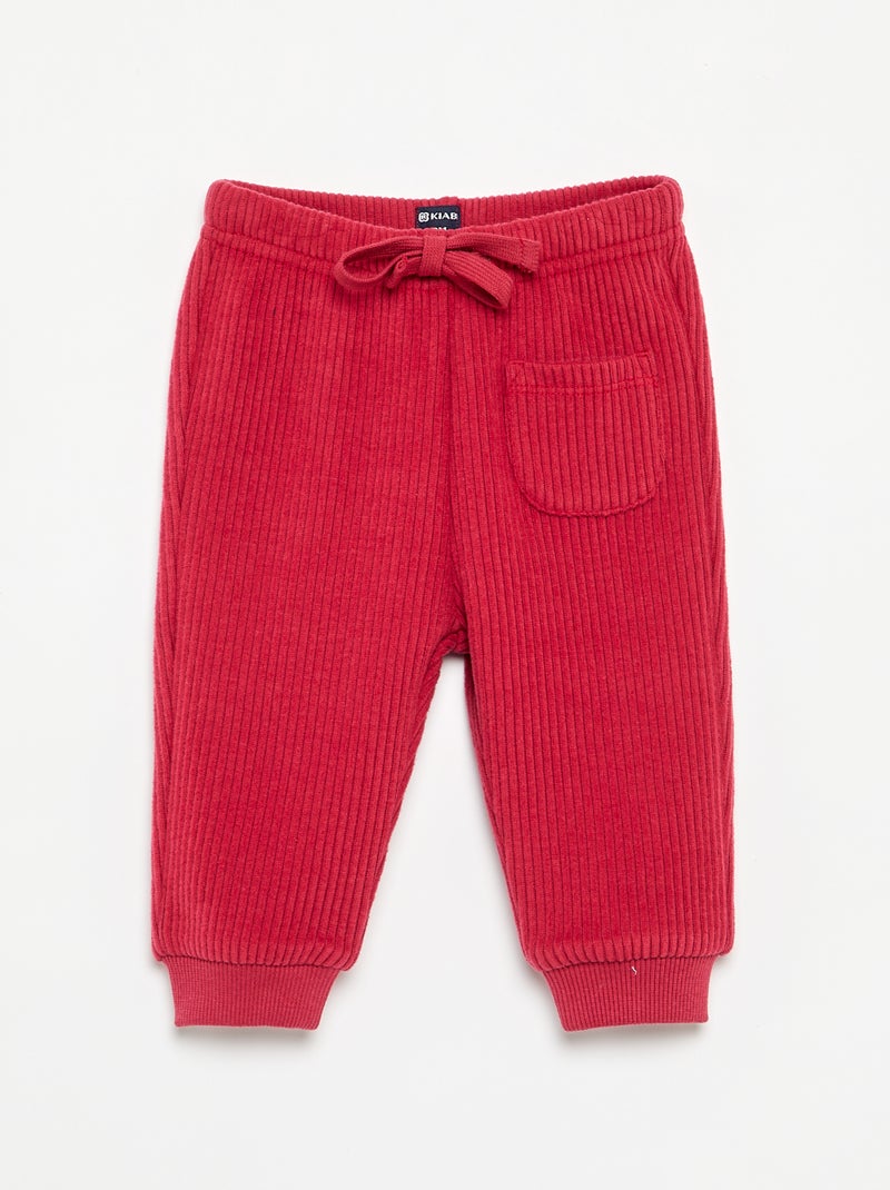Pantalon de jogging en maille côtelée Rouge - Kiabi
