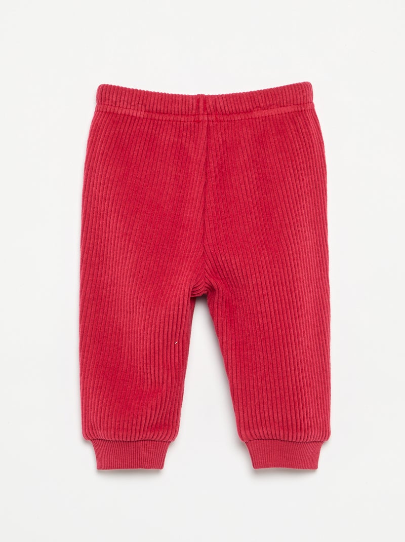 Pantalon de jogging en maille côtelée Rouge - Kiabi