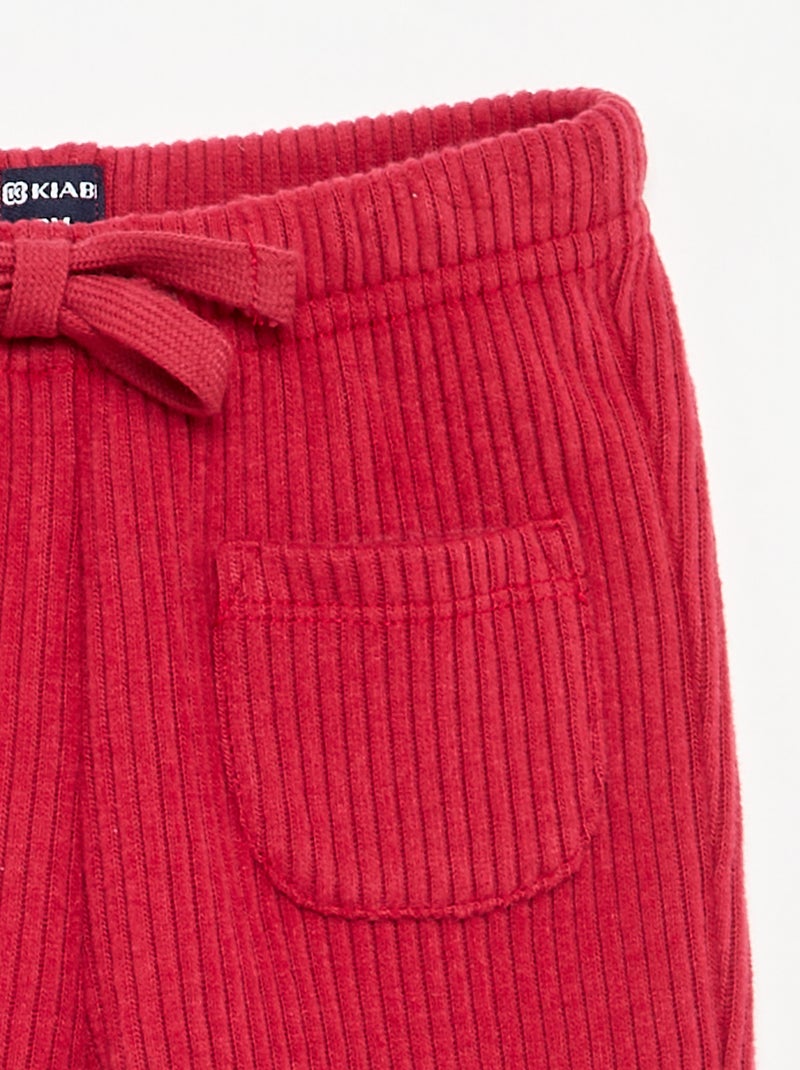 Pantalon de jogging en maille côtelée Rouge - Kiabi