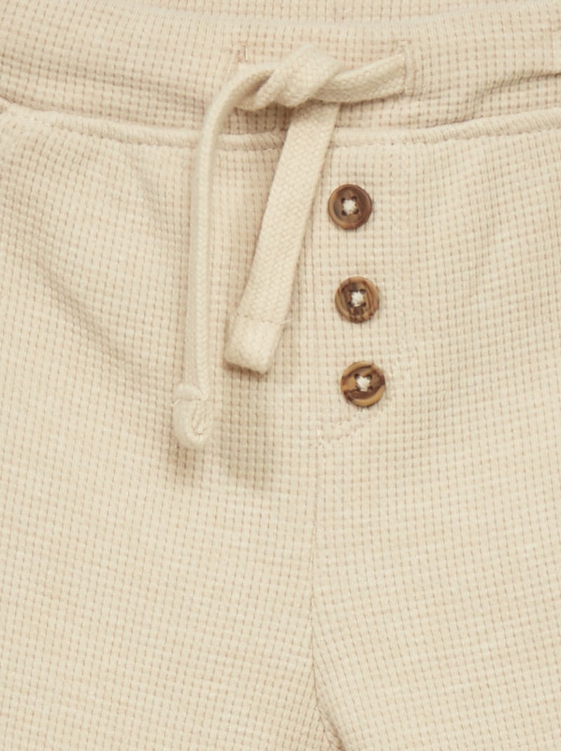 Pantalon de jogging en maille gaufrée Beige - Kiabi