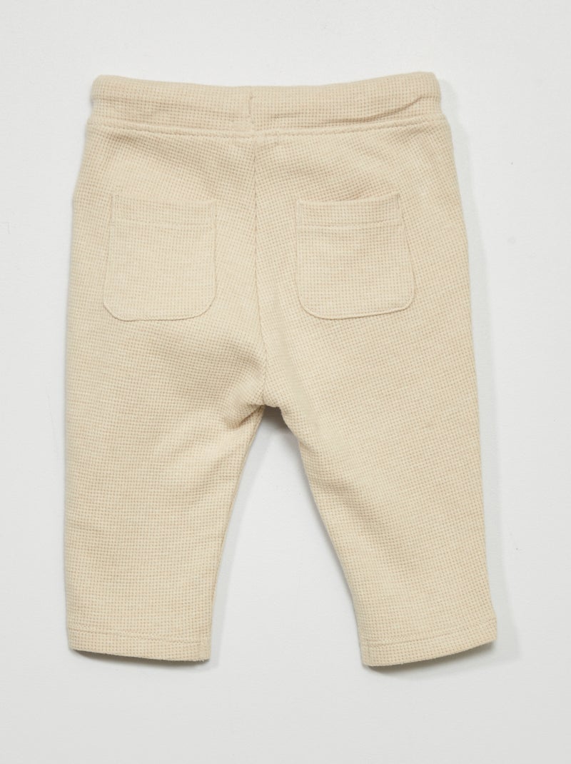 Pantalon de jogging en maille gaufrée Beige - Kiabi