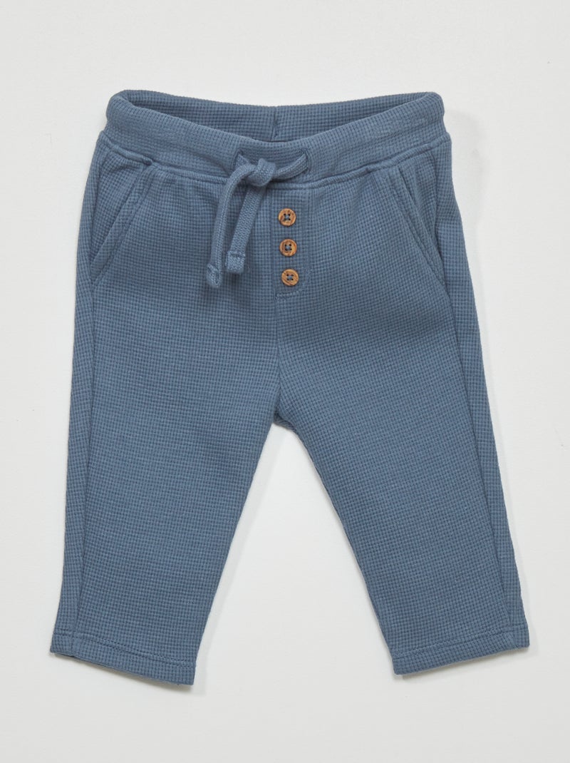 Pantalon de jogging en maille gaufrée Bleu - Kiabi