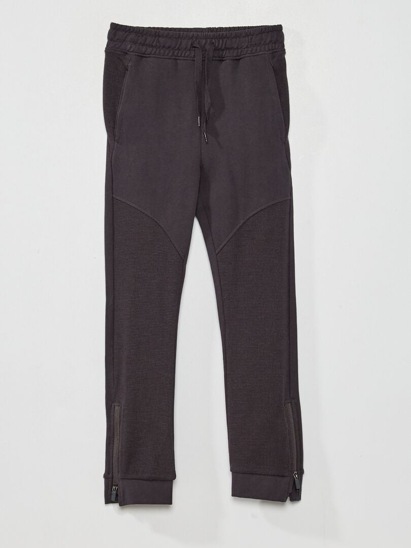 Pantalon de jogging en maille gris foncé - Kiabi