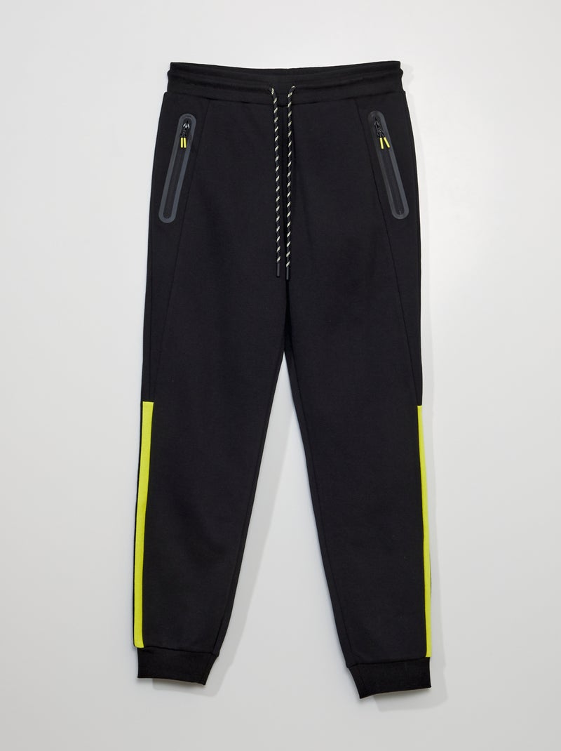 Pantalon de jogging en maille piqué noir - Kiabi