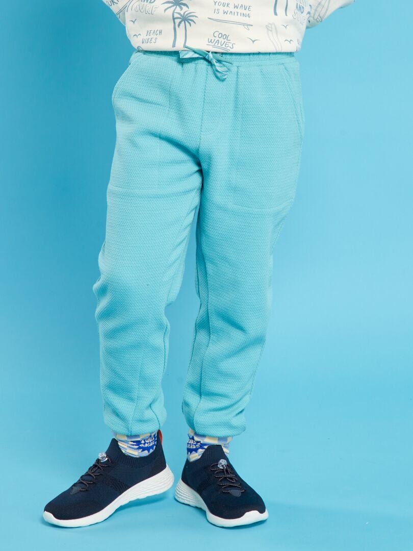 Pantalon de jogging en maille relief Bleu turquoise - Kiabi