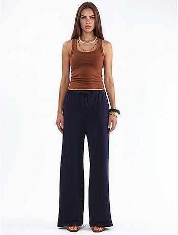 Pantalon de jogging en mélange de coton à jambe droite pour femme busem