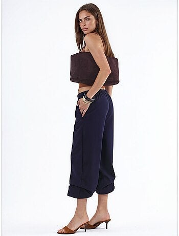 Pantalon de jogging en mélange de coton à jambe droite pour femme busem