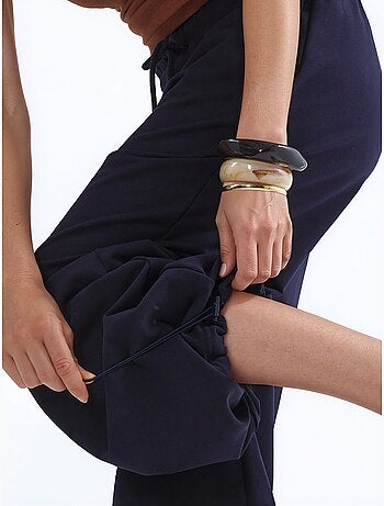 Pantalon de jogging en mélange de coton à jambe droite pour femme busem