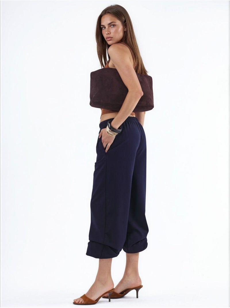 Pantalon de jogging en mélange de coton à jambe droite pour femme busem Bleu marine - Kiabi