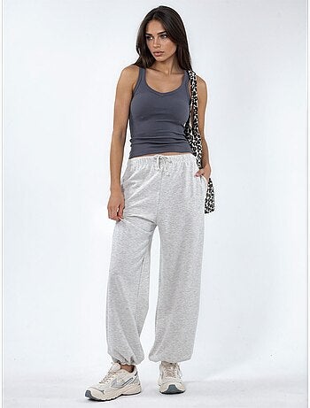 Pantalon de jogging en mélange de coton à jambe droite pour femme busem