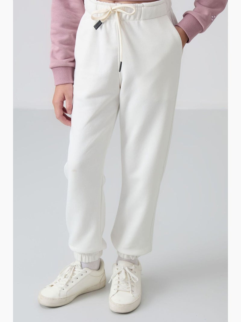 Pantalon de jogging en mélange de coton tommy Blanc cassé - Kiabi
