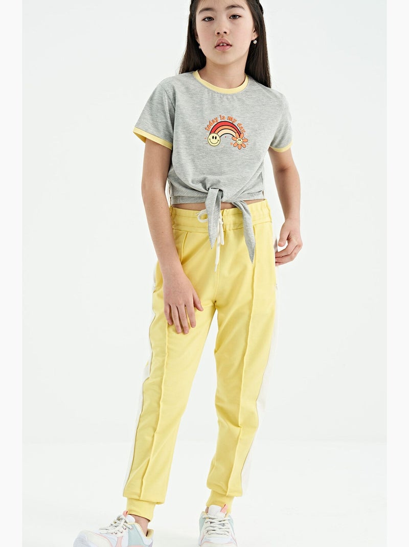 Pantalon de jogging en mélange de coton tommy Jaune/Blanc - Kiabi