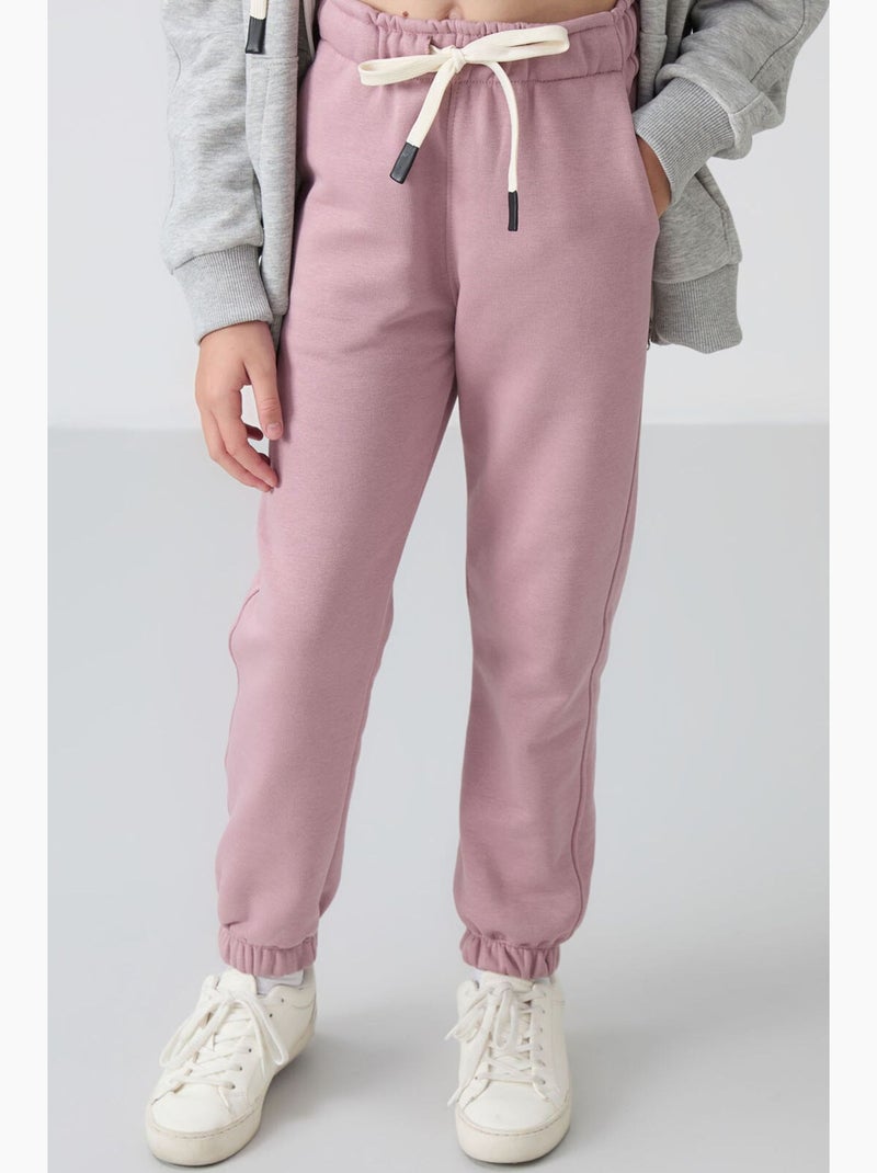 Pantalon de jogging en mélange de coton tommy Mauve - Kiabi
