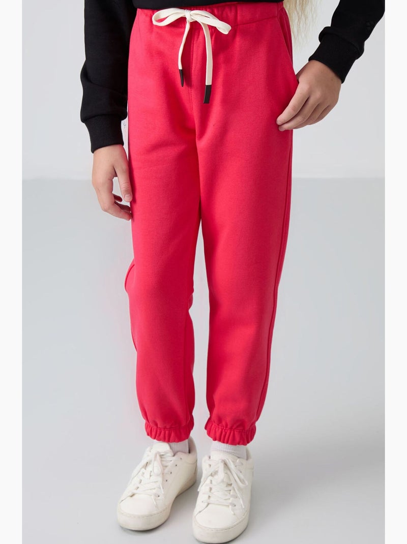 Pantalon de jogging en mélange de coton tommy Rose fluo/Solinotes - Kiabi