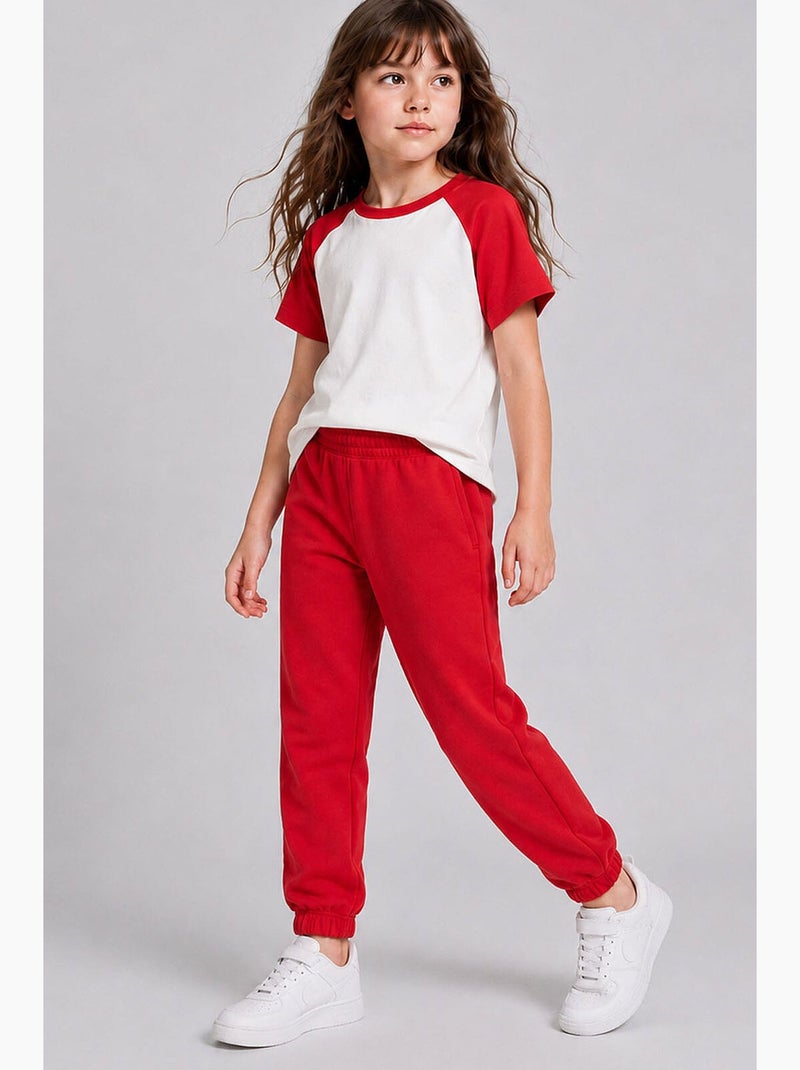 Pantalon de jogging en mélange de coton tommy Rouge - Kiabi