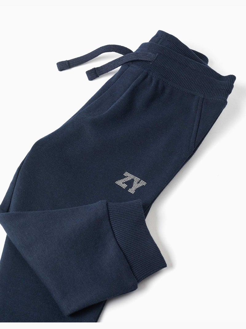 Pantalon de jogging en molleton avec cordon de serrage et imprimé Bleu foncé - Kiabi