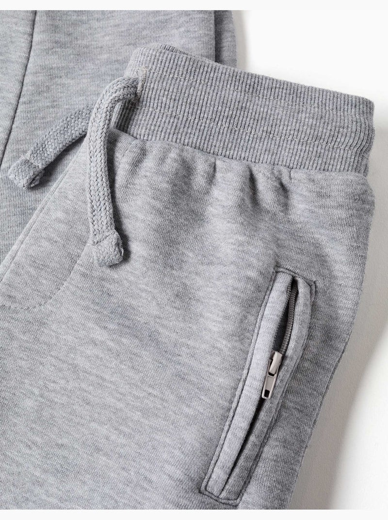 Pantalon de jogging en molleton avec cordon de serrage et poches Gris clair - Kiabi