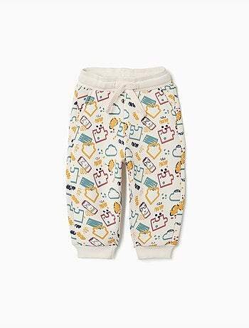 Pantalon de jogging en molleton avec doublure en coton peigné et imprimé