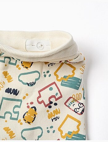 Pantalon de jogging en molleton avec doublure en coton peigné et imprimé