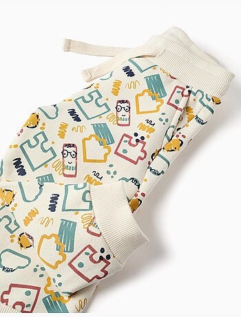 Pantalon de jogging en molleton avec doublure en coton peigné et imprimé