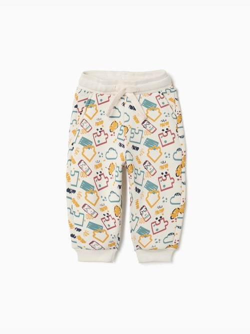Pantalon de jogging en molleton avec doublure en coton peigné et imprimé - Kiabi