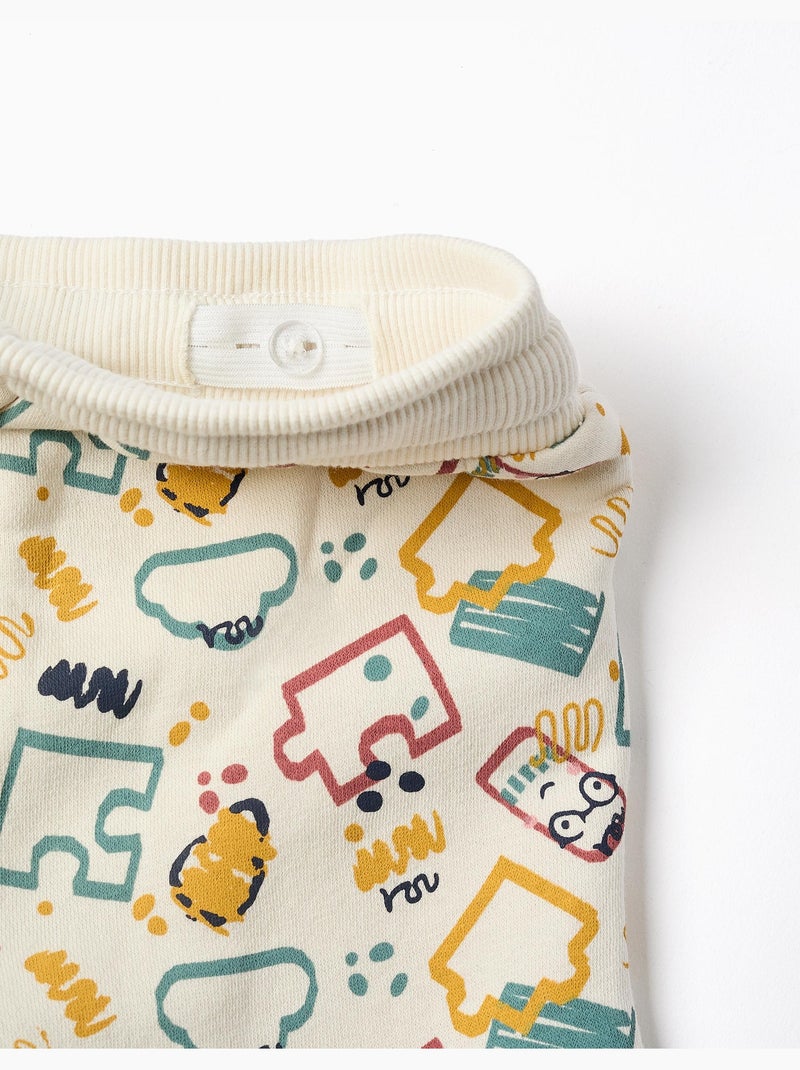 Pantalon de jogging en molleton avec doublure en coton peigné et imprimé Blanc - Kiabi