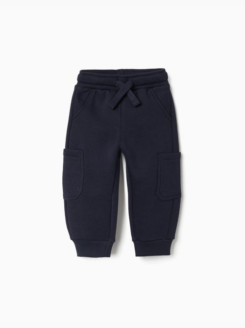 Pantalon de jogging en molleton avec doublure en coton peigné et poches cargo - Kiabi
