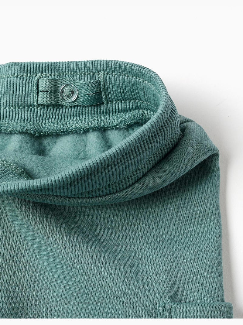 Pantalon de jogging en molleton avec doublure en coton peigné et poches cargo Vert clair - Kiabi