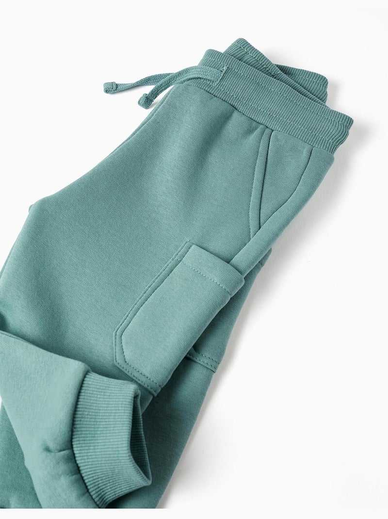 Pantalon de jogging en molleton avec doublure en coton peigné et poches cargo Vert clair - Kiabi