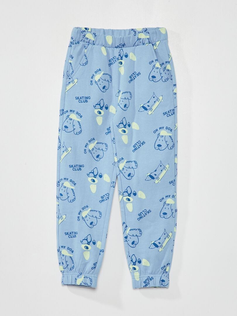 Pantalon de jogging en molleton imprimé Bleu - Kiabi