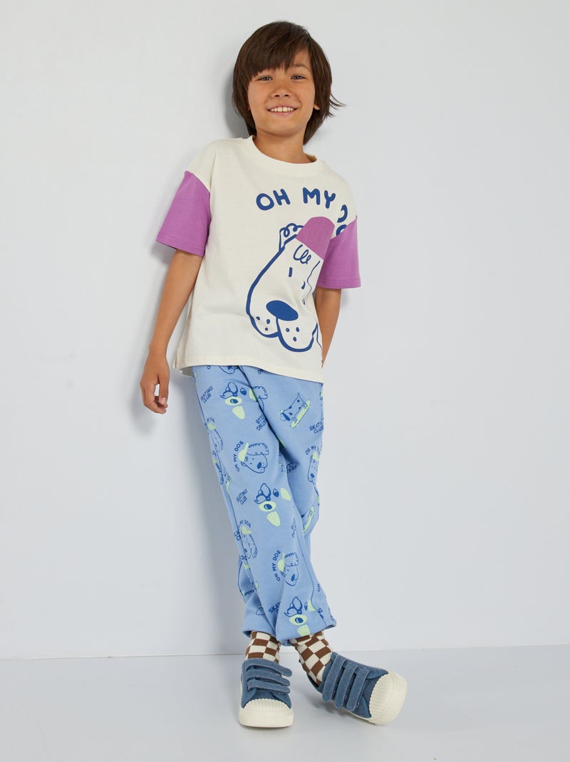 Pantalon de jogging en molleton imprimé Bleu - Kiabi