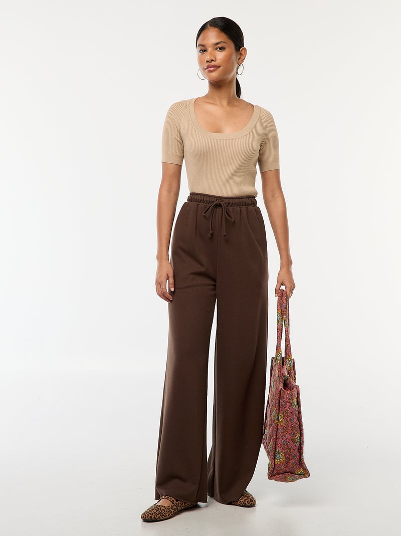 Pantalon de jogging en molleton léger avec poches Marron