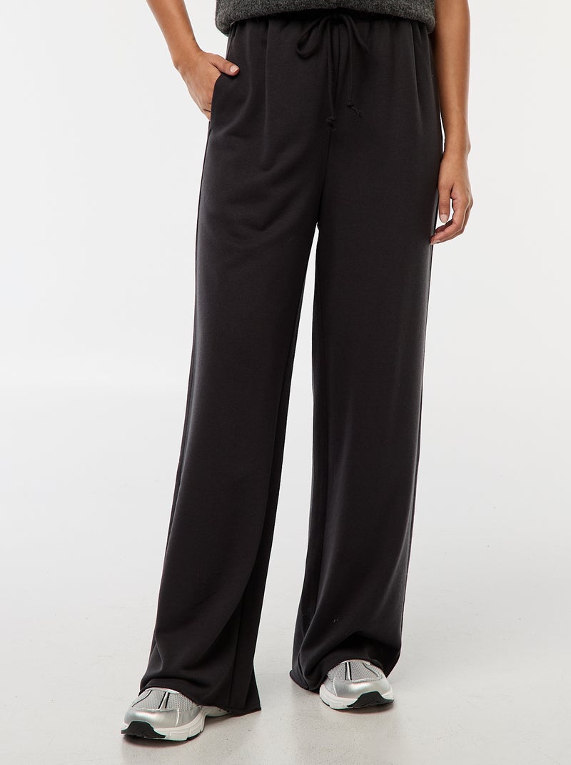 Pantalon de jogging en molleton léger avec 2 poches Noir - Kiabi
