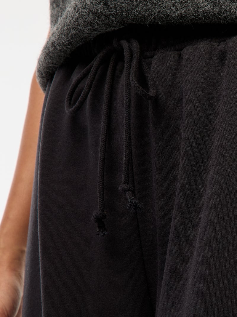 Pantalon de jogging en molleton léger avec 2 poches Noir - Kiabi