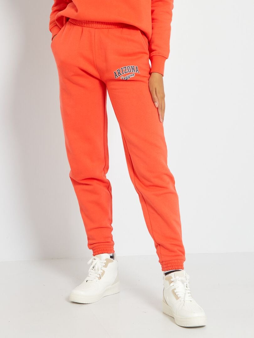 pantalon de jogging femme avec interieur molletonne orange pantalons