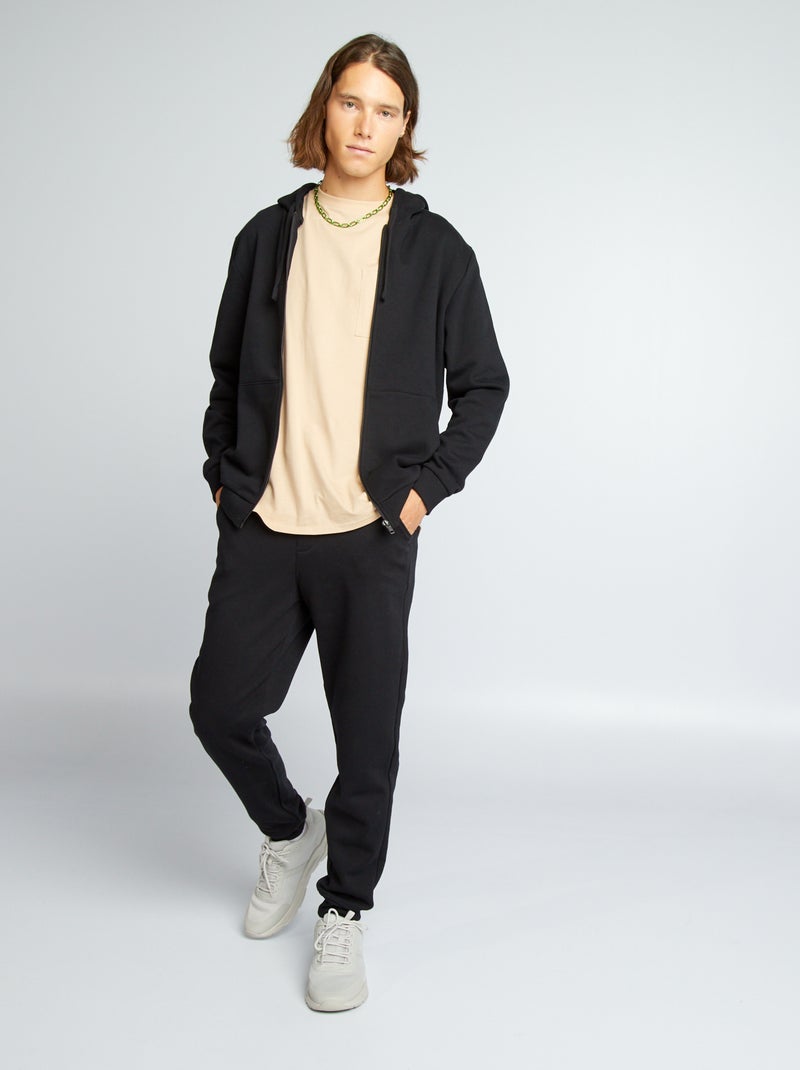 Pantalon de jogging en molletonn noir - Kiabi
