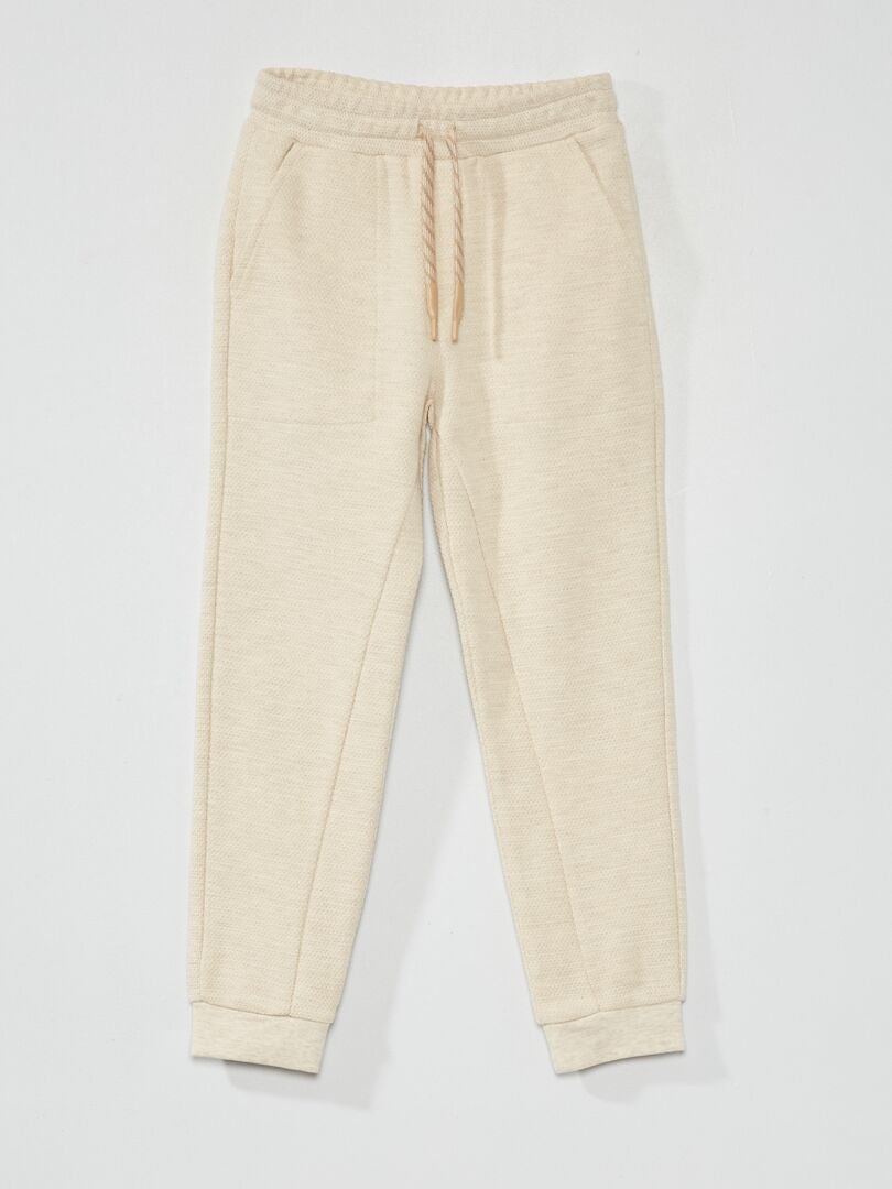 Pantalon de jogging en piqué de coton - Coupe + ajustée Beige - Kiabi