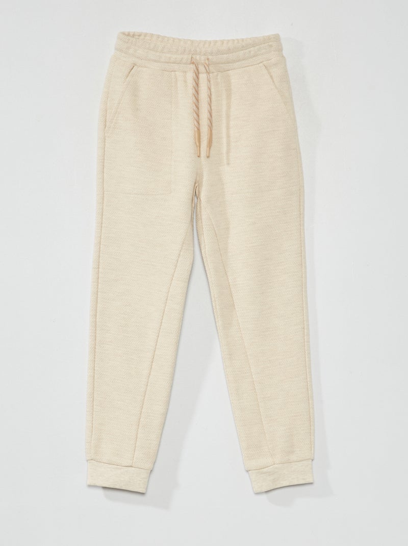 Pantalon de jogging en piqué de coton - Coupe + ajustée Beige - Kiabi