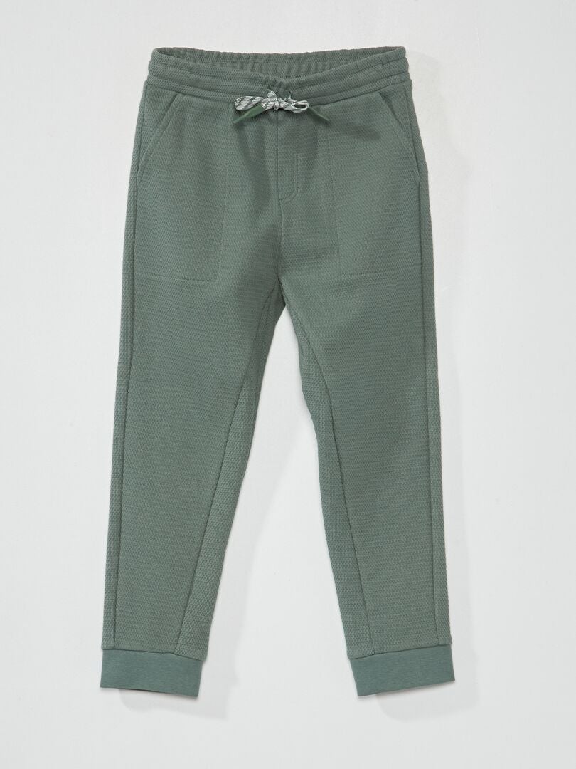 Pantalon de jogging en piqué de coton - Coupe + ajustée Vert - Kiabi