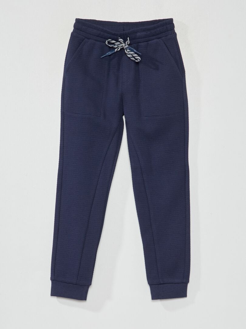 Pantalon de jogging en piqué de coton - Coupe + confortabe Marine - Kiabi